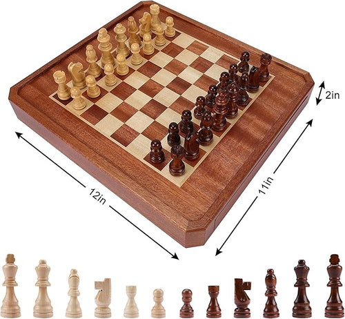 2 in 1 Magnetic Chess Set &amp 72 Marbles Chinese Checkers Board Game Set 12 Wooden Board Game with Storage Drawer Portable Travel Board Games for Adults Kids and Beginners
