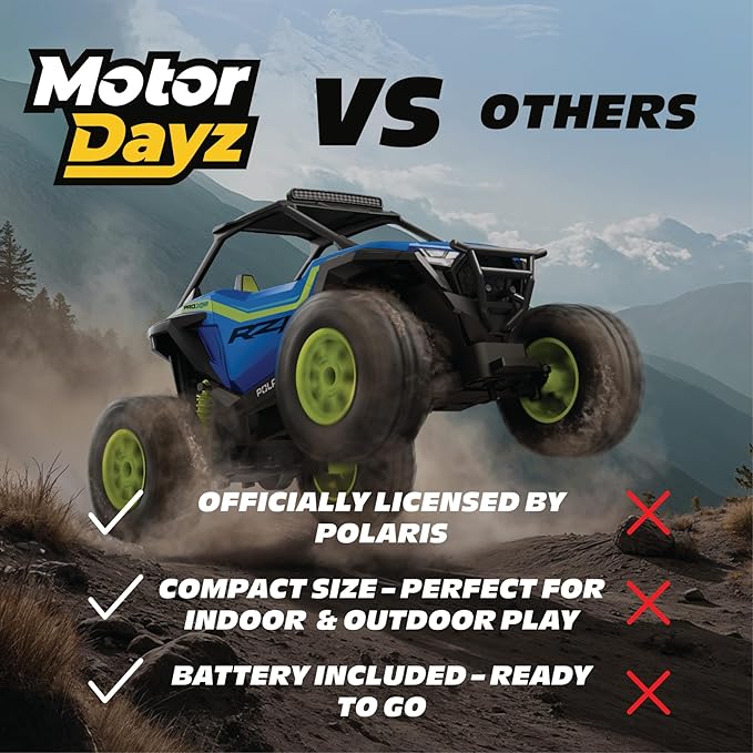 Polaris RZR Remote Control UTV – 1:14 Scale 2WD RC Car Officially Licensed Polaris RZR Full-Function 2.4GHz Radio Control USB Rechargeable Ready to Run Blue
