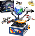 Planet Rotatable Space Sets with Light - Earth &amp Moon Space Exploration Building Toys with Shuttle Spaceship Science Kits Building Blocks Gifts for Kids Age 8+ Years Old Boys Girls(554 PCS)
