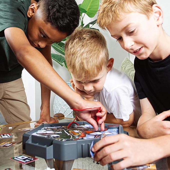 Jurassic World Dino Epic Quest Board Game– Interactive Buzzer DNA Extraction Challenge w/Tweezers Air Land &amp Sea Dinosaurs Skill-Building Family Game for Kids &amp Adults Hand-Eye Coordinatio