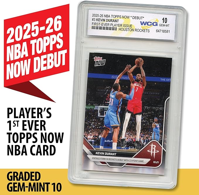 2025-26 NBA Topps Now Debut Kevin Durant Houston Rockets 1st Player Issue Card #3 - Graded GEM Mint 10