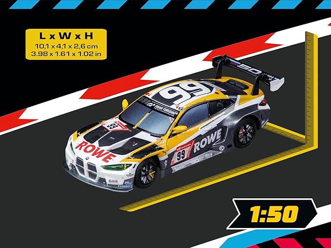 Carrera Hybrid Racing Car BMW M4 GT3 ROWE Racing No.99 1:50 Scale Front and Rear Lights USB-C Rechargeable RC Additional Vehicle