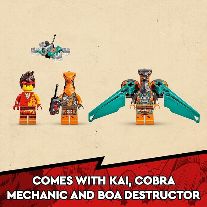 LEGO NINJAGO Kai’s Fire Dragon EVO Toy 71762 for Kids with Cobra &amp Boa Snake Warrior Figures and Kai Minifigure Collectible Mission Banner Series