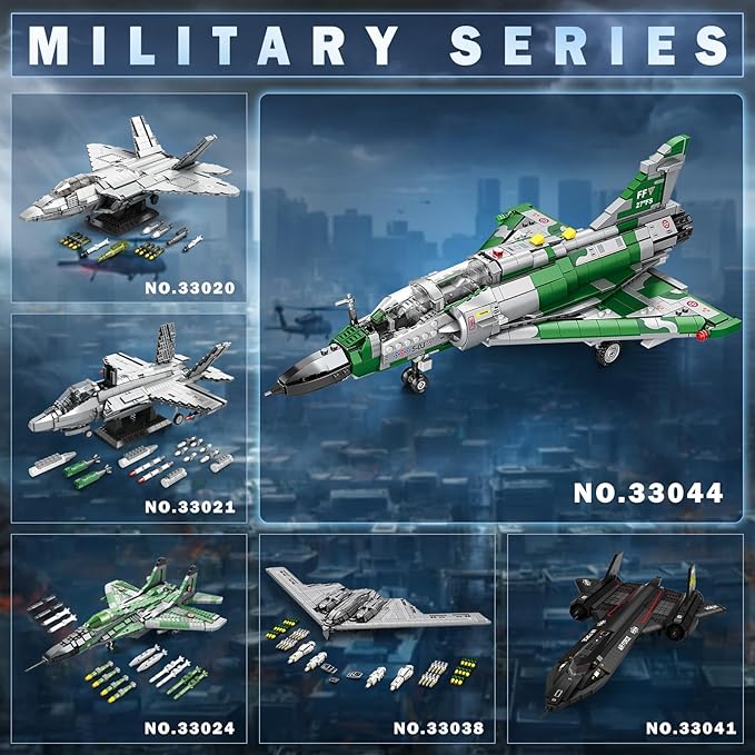 Reobrix Mirage 2000 Fighter Jet Building Kit for Adults and Teens 1012 PCS Military Airplane Model Set STEM Aircraft Toy with Openable Cockpit &amp Retractable Landing Gear Display Collectible Gif