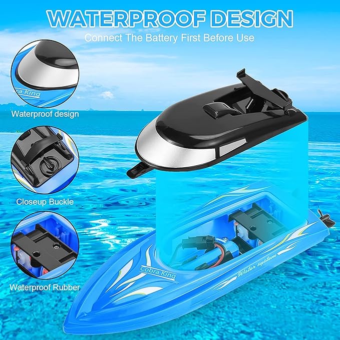 Lumiparty 4PACK RC BoatRemote Control Boats for Kids and Adults10km/H 2.4G High Speed Remote Control Boat Fast RC Boats for Pools and Lakes with 8 Rechargeable Battery.