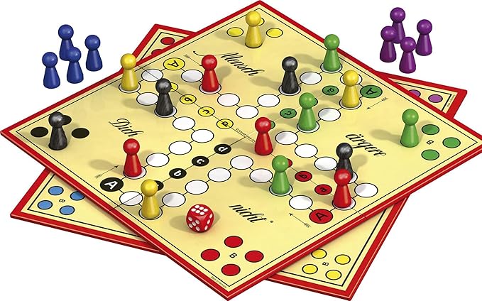 Schmidt Spiele 49439 Mensch ärgere Dich Nicht in der Metalldose Classic Line with Extra Large Wooden Toy Figures