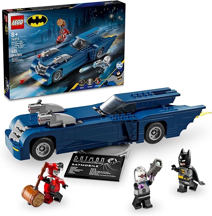 LEGO DC Batman : Batman with The Batmobile vs. Harley Quinn &amp Mr. Freeze Building Toy - Pretend Play Toy for Boys &amp Girls Ages 8+ Years - Gift for Christmas - 76274