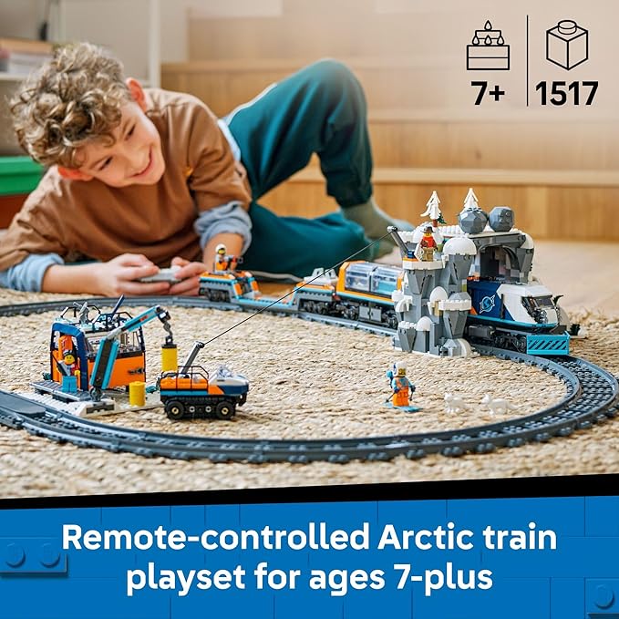 LEGO City Explorers' Arctic Polar Express Train Set - Building &amp Learning Toys for Kids - Remote Controlled Train for Boys &amp Girls Ages 7+ - with 6 Explorer Minifigures - Birthday Gift Idea -