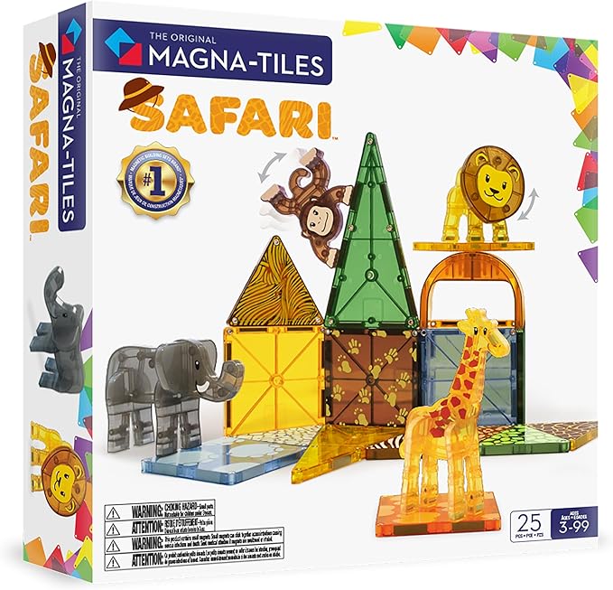 MAGNA-TILES Safari Animals 25-Piece Magnetic Construction Set The ORIGINAL Magnetic Building Brand