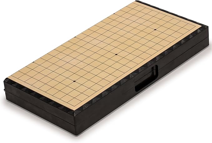 Yellow Mountain Imports Large Magnetic 19x19 Go Game Set Board (14.6-Inch) with Single Convex Stones - Folding Portable and Travel Ready Set