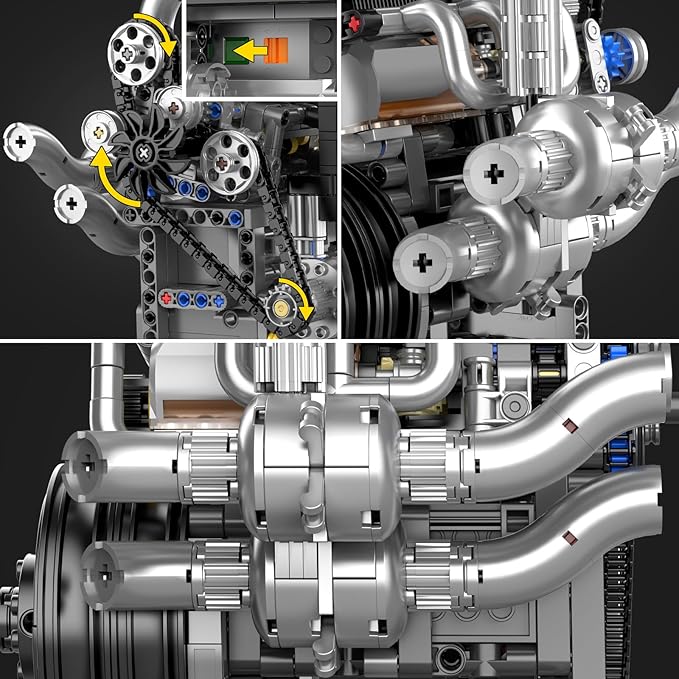 Mould King 10215 Engine Building Kit for Adults MOC Ideas Mini Transmission Engine Model Toy for Display STEM Building Project for Teens 14+(739 PCS)