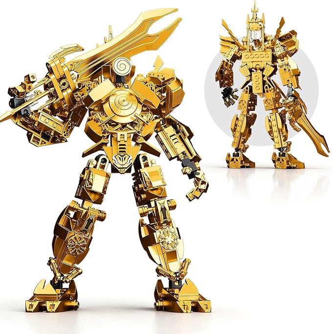HIGH GODO Golden Clock Mech Robot Building Blocks Set Toilet Upgraded TV Figure Mech Model Building Kit Cool Creative Robots Toys Gift for Teens Adults 402 Pieces