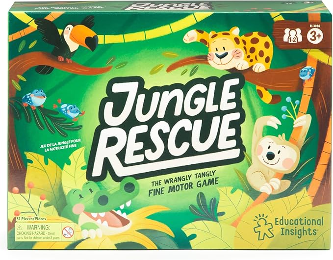 Educational Insights Jungle Rescue - Cute Preschool Board Games for Kids Toddler Fine Motor Skills Animal Matching Games for Toddlers 3-5 2-Players Boys and Girls Ages 3+