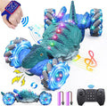 Remote Control CarDinosaur Toys car for Kids2.4GHz LED Gesture Sensing RC Car4WD Rotation RC Stunt Car with Lights and MusicDino Toys for Kids Ages 3 4 5 6 7 Gifts for Boys Girls(Blue)