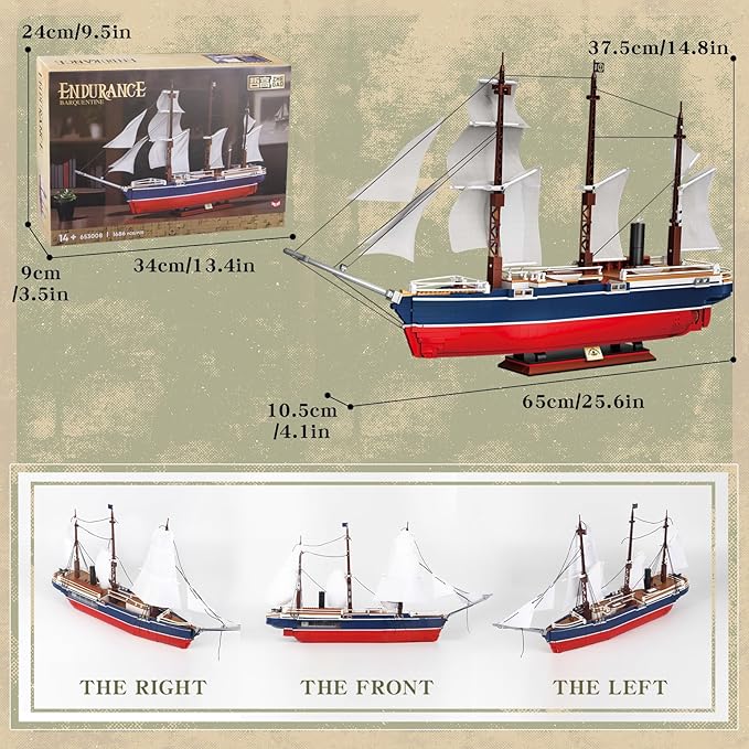 1686PCS Exploration Ship Mini Building Blocks Toys(Large Size and Not Compatible with Lego Size0.142in)Innovative Architecture Collectible Endurance Model Ship Building Set Great Gift for 6+