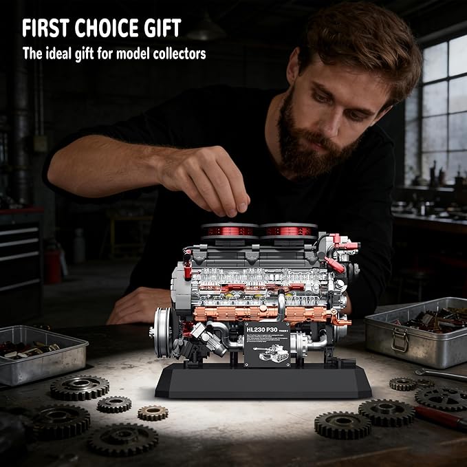V12 Engine Model Kit Building Set for Tiger Tank Mini Mechanical Engineering Technic Collectible for Adults Teens Boys 14+ 1236PCS