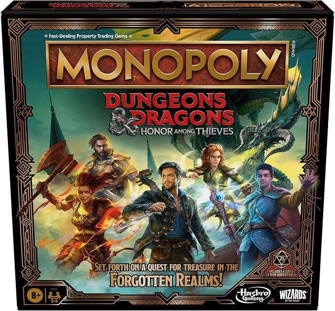 Hasbro Gaming Monopoly Dungeons &amp Dragons: Honor Among Thieves Game Inspired by The D&ampD Movie Monopoly D&ampD Board Game for 2-5 Players Ages 8 and Up