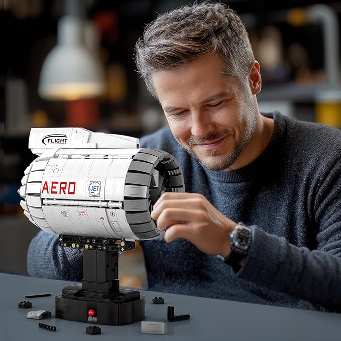 Reobrix Aircraft Turbofan Engine Building Sets Engine Model Kit that Works Mechanical Engineering Building Blocks with Motor 1813 Pcs STEM Airplane Engine Model Building Kits for 14+ (No.33019)