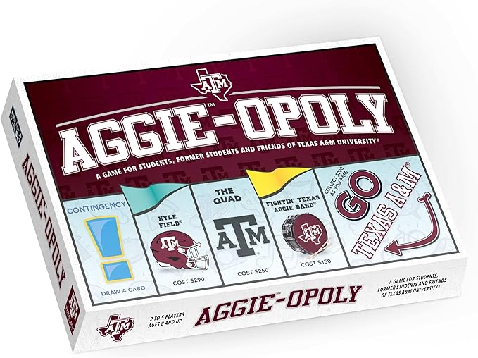 Late for The Sky: Aggie-Opoly - Texas A&ampM University Themed Family Board Game Opoly-Style Traditional Play Or 1 Hr Version Ages 8+ 2-5 Players