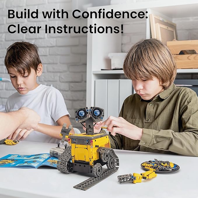 STEM Robot Building Kit Gift for Boys Ages 8-12 with Remote Control Technic Coding Robotic Toy for Kids’ Birthday Buildable 5-in-1 Models with 488 Pieces