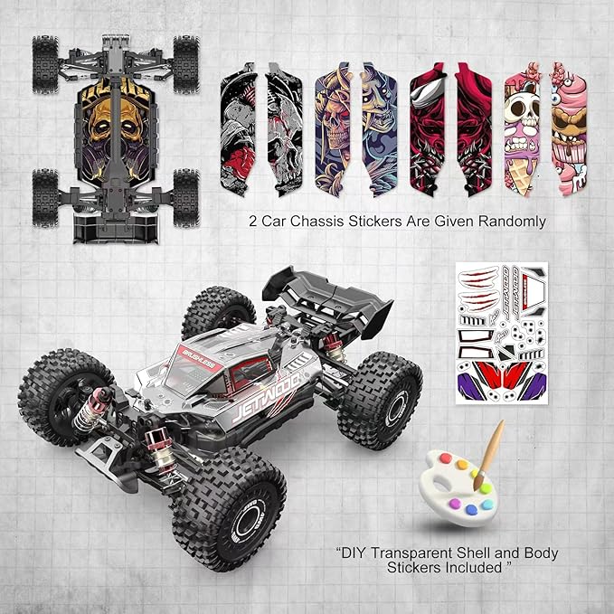 Jetwood 1:16 Fast RC Car Brushless 42MPH Remote Control Car for Adults - High Speed 4WD RTR RC Truck with 2 LiPo Batteries &amp DIY Body JC16EP Red