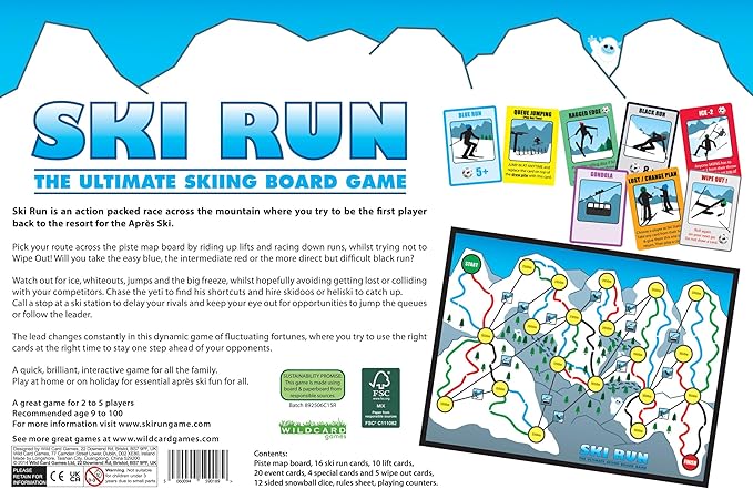 SKI Run - The Ultimate Skiing Family Board Game for Both Kids Teens and Adults. Top Apres Ski Gift-Present