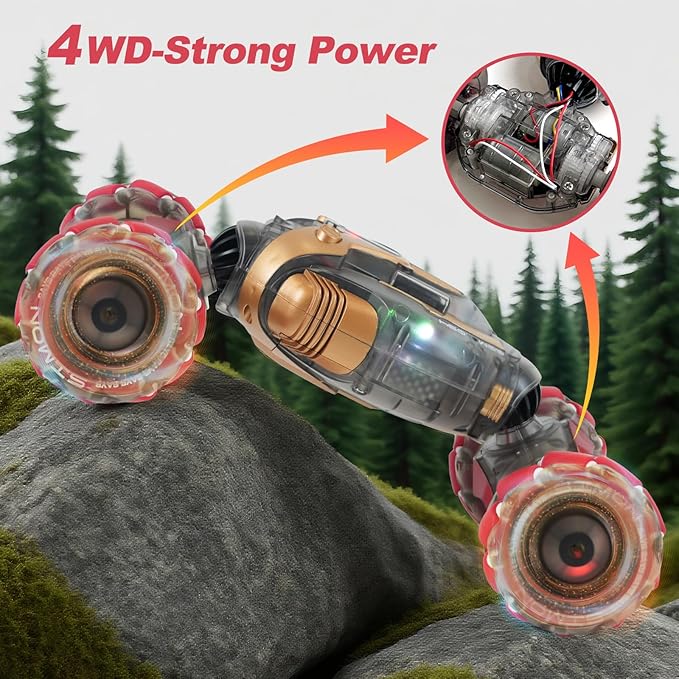 Gesture Sensing Remote Control Stunt Car for Kids Ages 6 7 8-12 - Best Birthday Gifts for 6 7 8 9 10 11 12 13+ Year Old Boys 2.4Ghz 4WD Off-Road Vehicle with Lights &amp Music