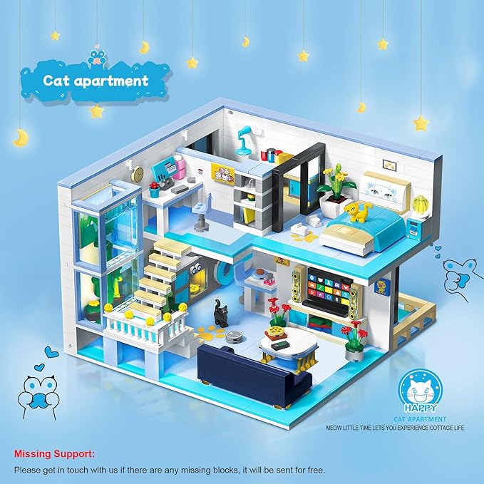 Friends House Building Block Set Pets Collection Small Brick Model Set Creative Mini Toy Building Sets Children’s Day Birthday for Teens Kids Boys Girls 8+ 1235 PCS