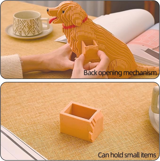 Animal Dog Adorable Pet Golden Retriever Micro Building Blocks Set (3024 Pieces) with Secret Hidden Storage Box Inside! Ideal Toy for Dog Lovers Kids &amp Adults
