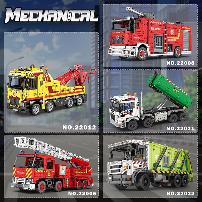 Reobrix Tow Truck Building Blocks 22012 Adult Construction Vehicle Model Kit Mechanical Rescue Vehicle RC Crane Toys with Multi-Function Switches Gifts for Adult 1794 Pieces