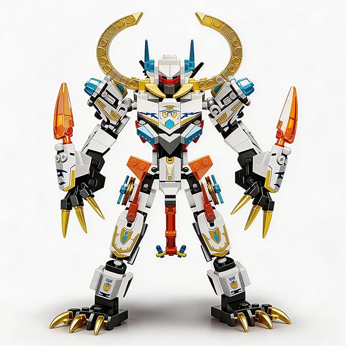 Mech Building Blocks Action Figure Toys 2in1 White Tiger Transforming Robot Building Set Converts to Tiger Model for Adults Kids Boys Ages 8+455 Pieces