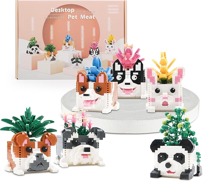 Flowers Building Blocks Sets Botanicals Adults Small Flower Plants Block Succulent for Teen 14+ Micro Cute Bonsai Animals Cactus Vase Office Creator 6 in 1 (2765PCS)