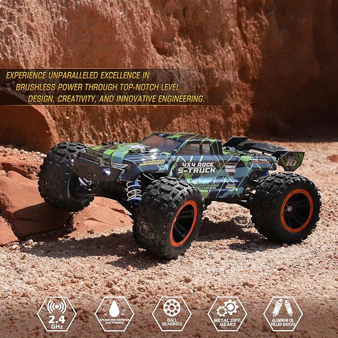 HAIBOXING 16890SA 1/16 Scale 4WD Brushless RC Truck Max 40 MPH Fast RC Cars All Terrains RC Car with Independent ESC 4X4 Off-Road Semi-Truck for Boys and Adults 3S Battery Applicable (not Included)
