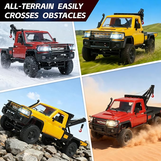 MN82T 1/12 Scale RC Rock Crawler Remote Control Truck Toyota Pickup Truck 2.4GHz 4WD Off-Road Crane Rescue Vehicle All-Terrain Crawler for Adults Kids Indoor Outdoor (whth Gift)