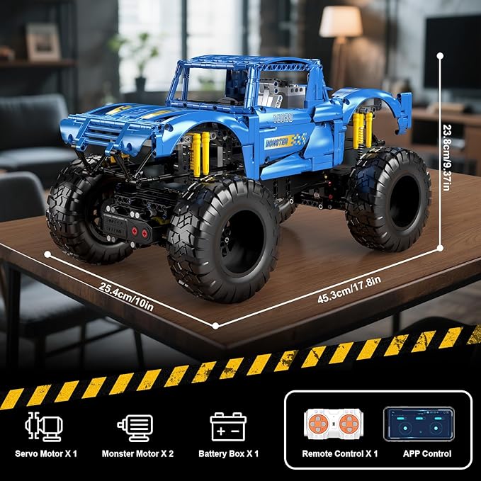Mould King 18039 Monster Truck Building Sets Off-Road Climbing Car with Dual Control RC Buggy Bricks Toy for Teens &amp Adults Ages 14+ (1454+ Pieces)