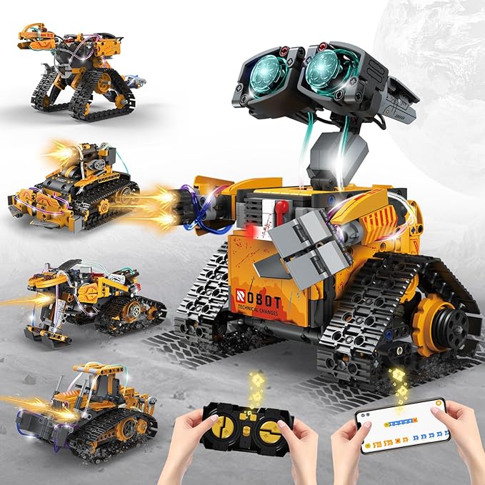 STEM Robot Building Kit for Kids – 5-in-1 Remote &amp App-Controlled Wall Robotics Set Engineering Coding Robot Toys Birthday Gifts for Boys &amp Girls Ages 6-12+ (673 PCS)