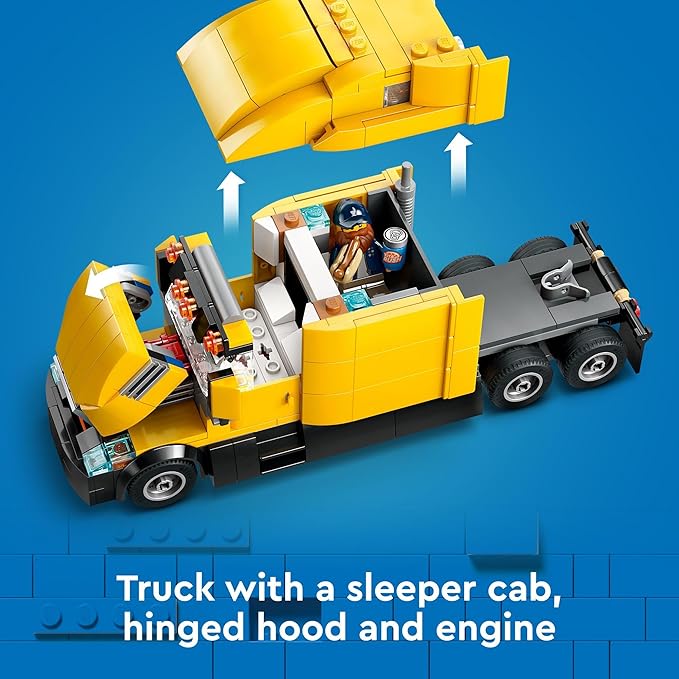LEGO City Yellow Delivery Truck Toy - Semi Truck Building Toy for Boys &amp Girls Ages 8+ Years - Gift for Birthdays - Pretend Play W/ 3 Minifigures - 60440