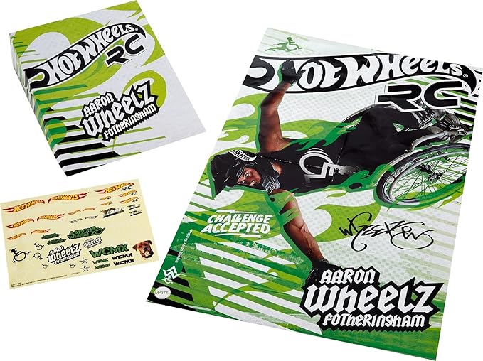 Hot Wheels RC Aaron Wheelz Wheelie Chair Remote-Control Wheelchair with Motocross Aaron Wheelz Fotheringham Figure