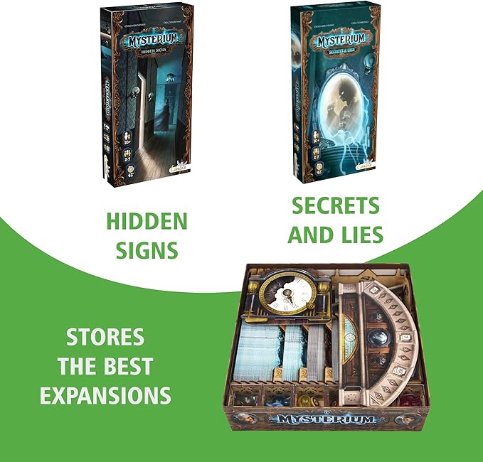 TowerRex Organizer for Mysterium Board Game and Hidden Signs Secrets And Lies Expansion Storage Instert Accessories Upgrade