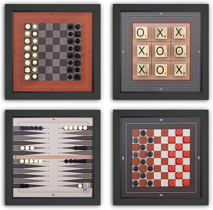 Magnetic Canvas Game Set. Chess/Checkers/Backgammon/TIC TAC Toe. Decrotive Game Sets use an mounting System That Gives Easy Access to Them. (Modern)