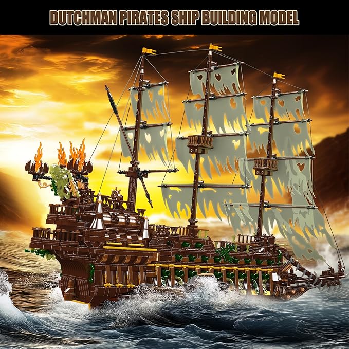 NUTCRACKER Pirate Ship Model Building Set for Adult - Large MOC Dutchman Pirate Ship Home Collection or Display Model Pirate Ship Toy Building Set Christmas Birthday Gift for Adult Teen 14+（3653Pcs