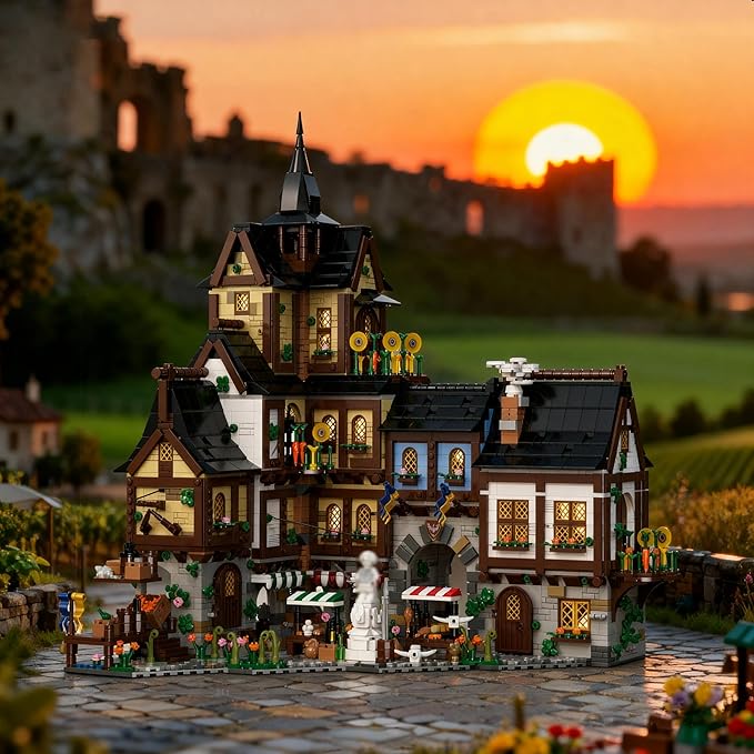 Medieval City Town House Architecture Building Kit Creative Modular Architecture Sets Gift for Women or Adults (4800pcs)