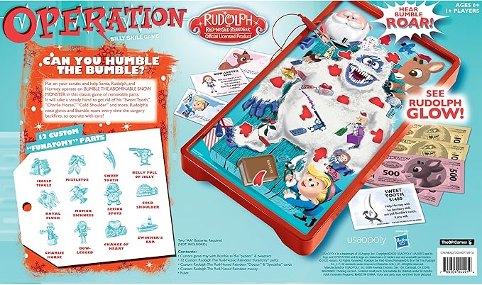 Operation Rudolph The Red Nosed Reindeer | Classic Electronic Board Game | Featuring Bumble The Abominable Snow Monster | Island of Misfit Toys from The Claymation Film