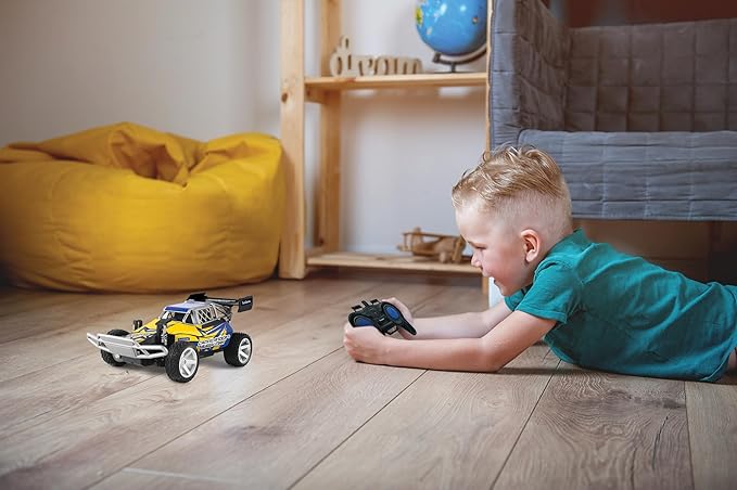 Lexibook Crosslander® Buggy Max RC Off-Road Buggy Up to 15km/h Remote Control and 2 Rechargeable Batteries Included Blue/Yellow RC22