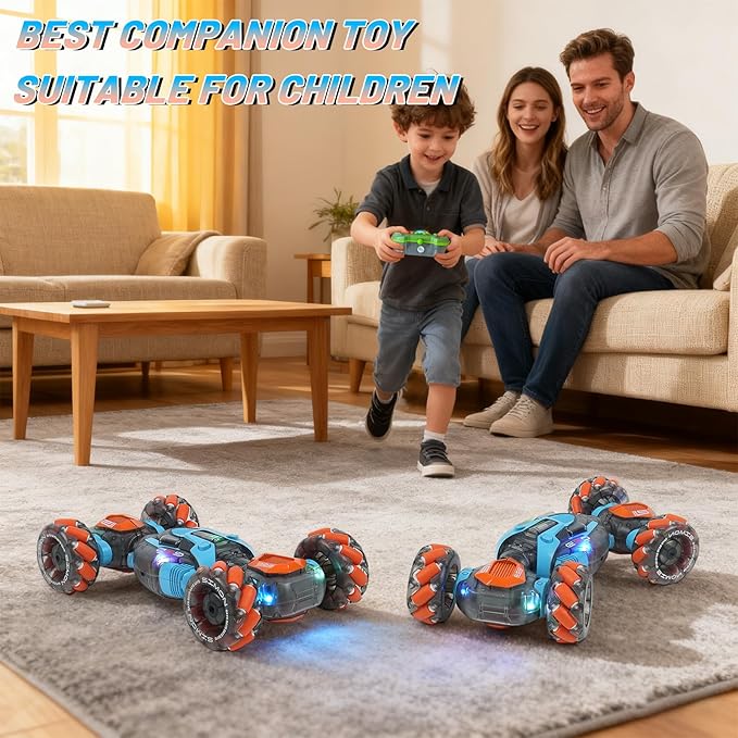 Remote Control Stunt Car for Kids - Gesture Sensing RC Twist Toys Birthday Gifts for Boys Aged 5-7 8-12 Years Old 2.4GHz Hand Controlled Off-Road Vehicle with Lights and Music