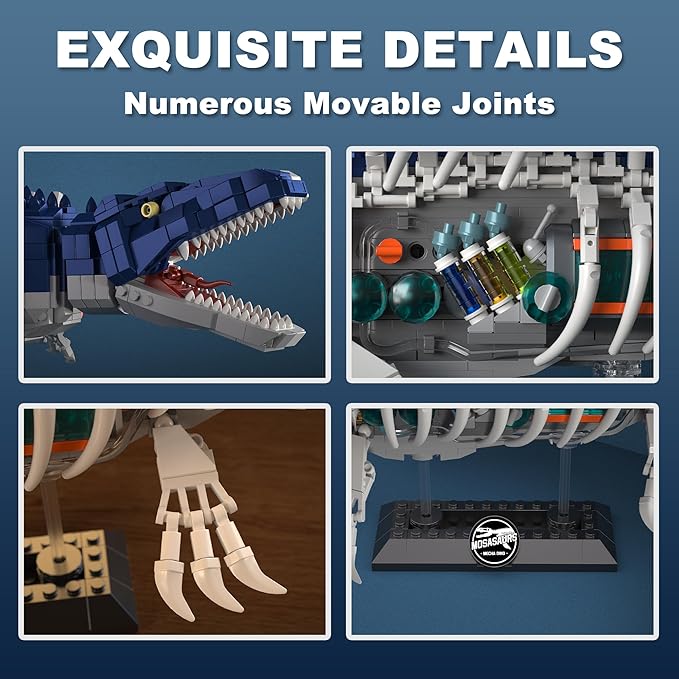 Dinosaur Toy Building Sets Mechanical Dino Buildings Blocks Set for Boys Girls 12+Teens Adults Creative Model Kits Home Room Office Decor Birthday Mosasaurus 1026PCS