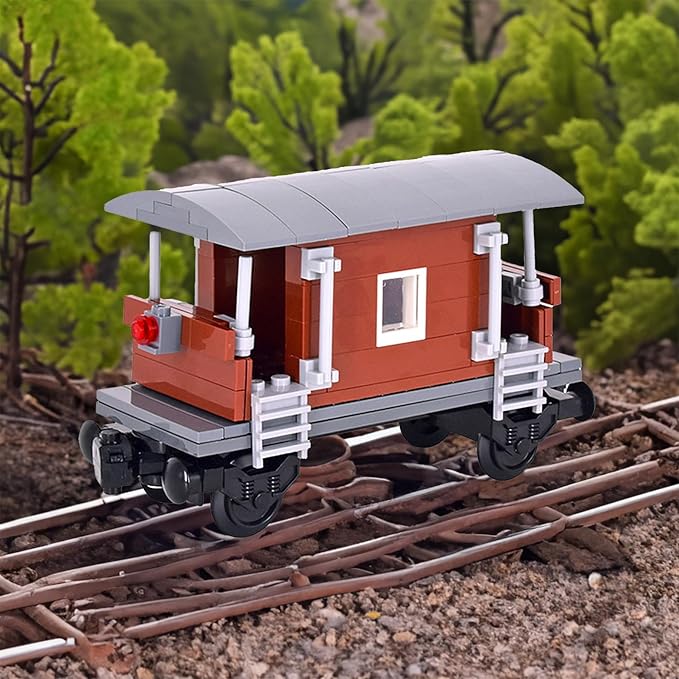 6IN1 City Freight Train Car Building Set DIY Toys for Teens and Adults Compatible with Lego 630 Building Accessory (Vintage Cart)