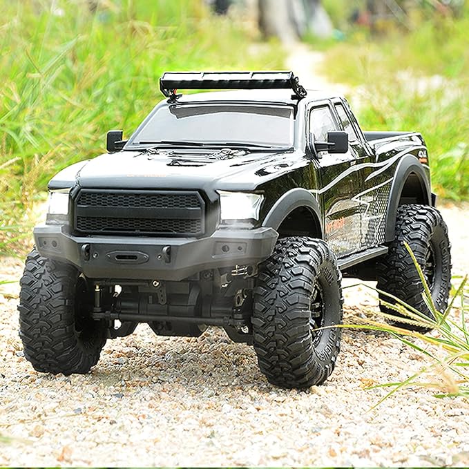 RC Cars RC Crawler 1/10 Scale RTR Remote Control Car 4WD 2.4GHz Brushed Offroad Racing Hobby Grade Model Vehicle with LED Lights 2Pcs Battery Toy for Kids and Adults