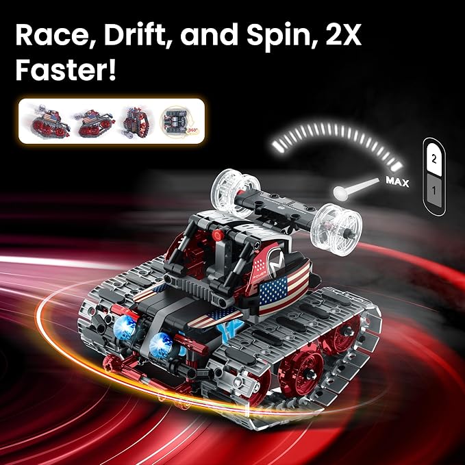 Sillbird Robot Building Kit with Remote Control Gifts for Kids Boys Ages 8-12 STEM Coding Robotic Technic Tracked Racer Car Toys for Birthday - Build 4in1 Model with 631 Pieces