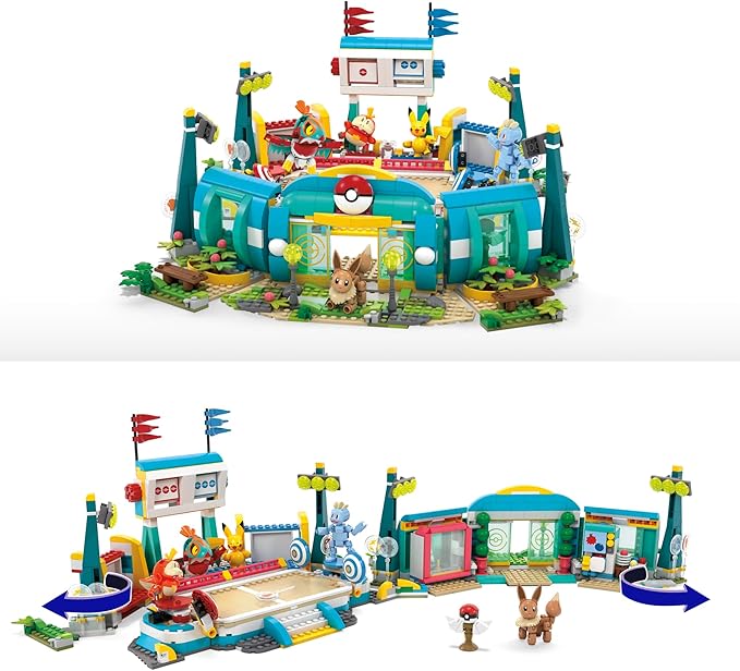 MEGA Pokémon Building Toys Set Training Stadium with 1101 Pieces 5 Poseable Characters and Battle Play for Kids